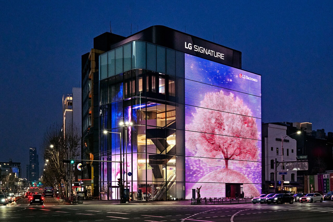 LG전자, 플래그십 D5에 벚꽃 미디어 파사드 선보여