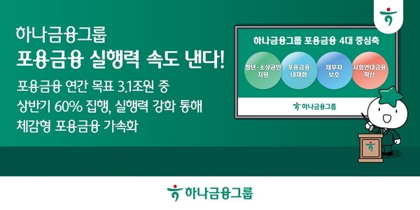 하나금융 "포용금융은 기본 책무…연간 목표 3.1조원 중 60% 집행"