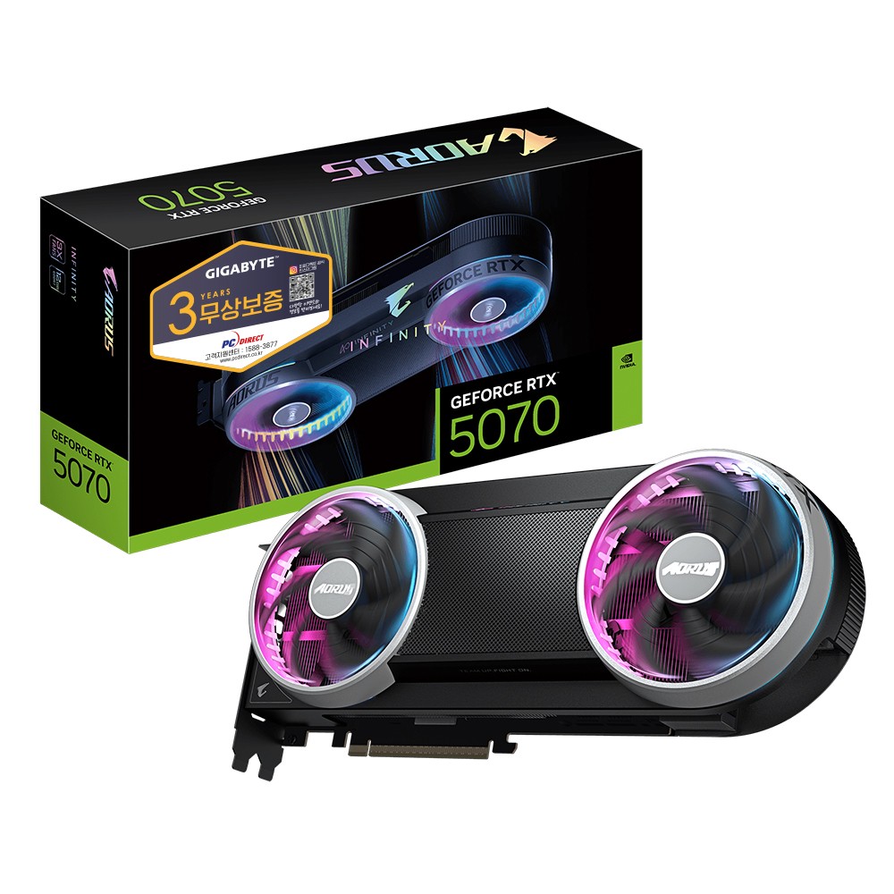 피씨디렉트, 기가바이트 그래픽카드 'AORUS GeForce RTX 5070 INFINITY 12G' 출시