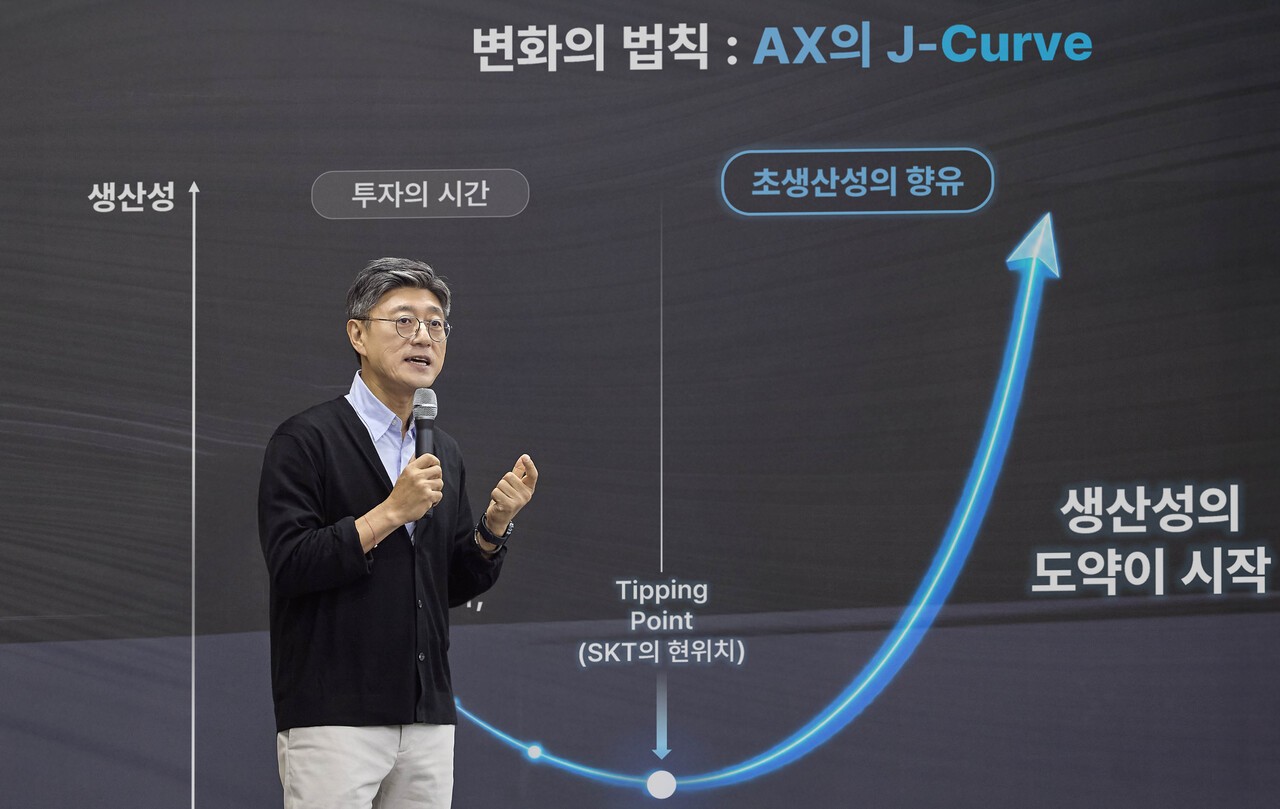정재헌 SKT CEO, 서울대서 특강…"AI 시대 가치 판단은 사람의 몫"